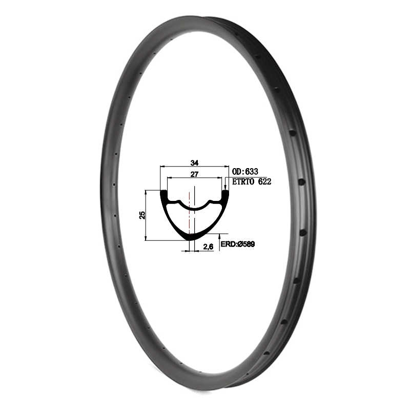 Asymmetric 29er mtb carbon rim