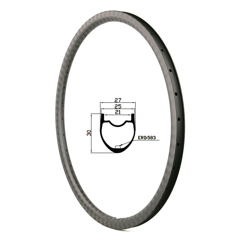 30mm carbon hookless rim