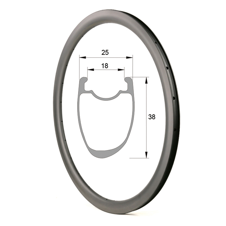 38mm tubeless carbon rim asymmetric