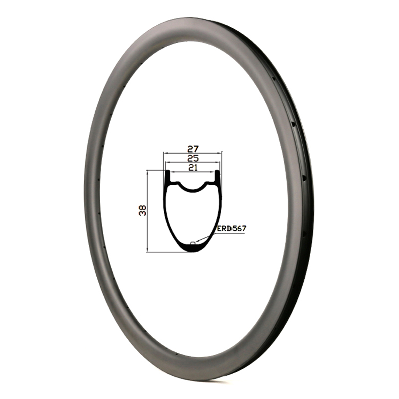 38mm hookless carbon rim