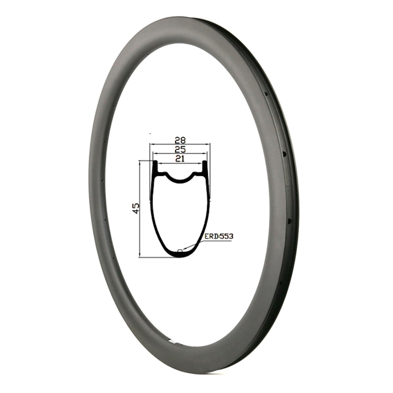 45mm carbon hookless rim