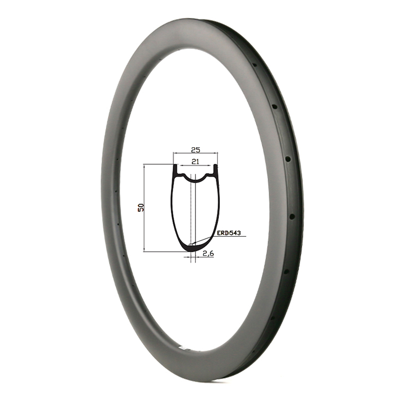 50mm asymmetric hookless carbon rim